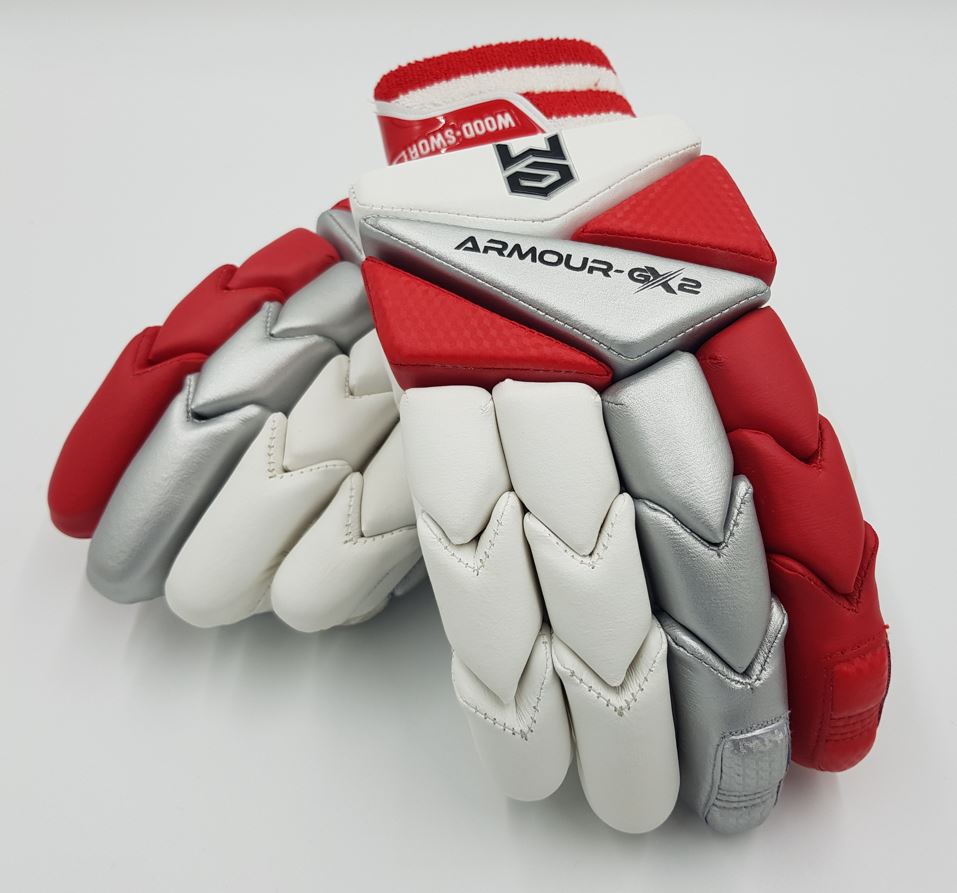 Armour-GX2 (3.0) Batting Gloves (White-Red-Silver) - Image 2
