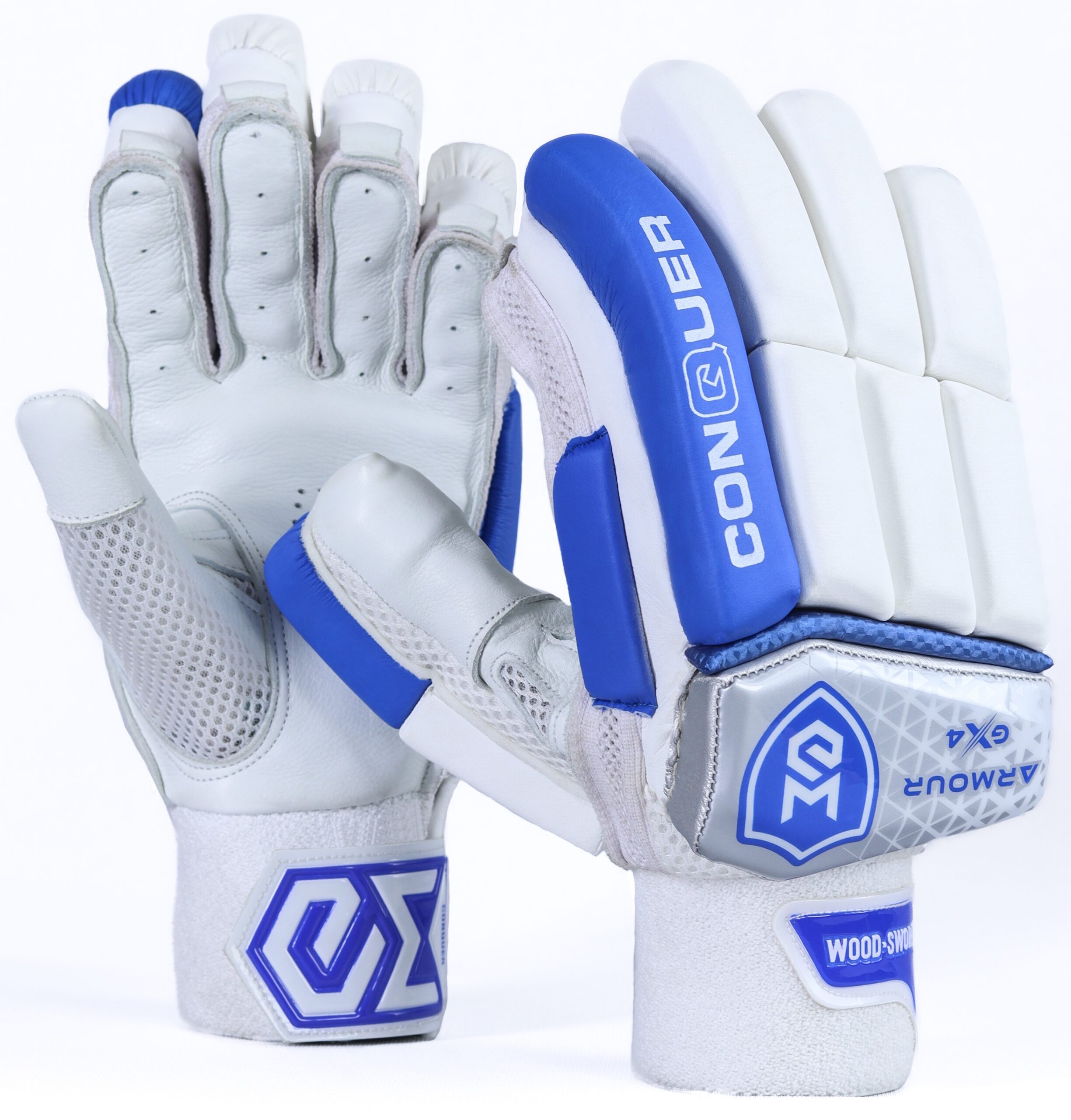 Armour-GX4 (4.0) Batting Gloves (Silver-White-Blue)